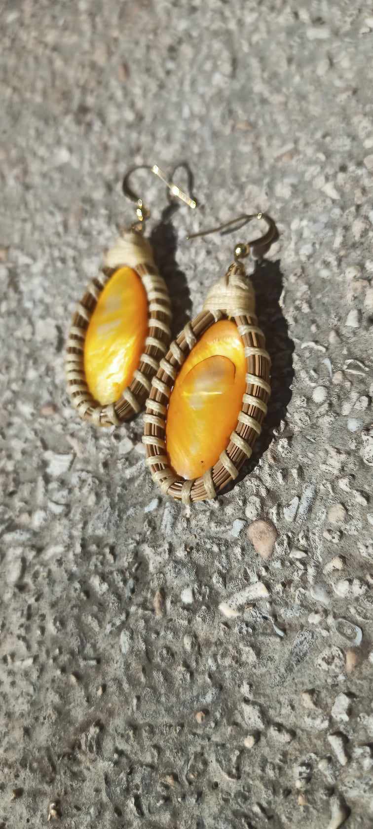 Pine Needle Earrings with Mother of Pearl