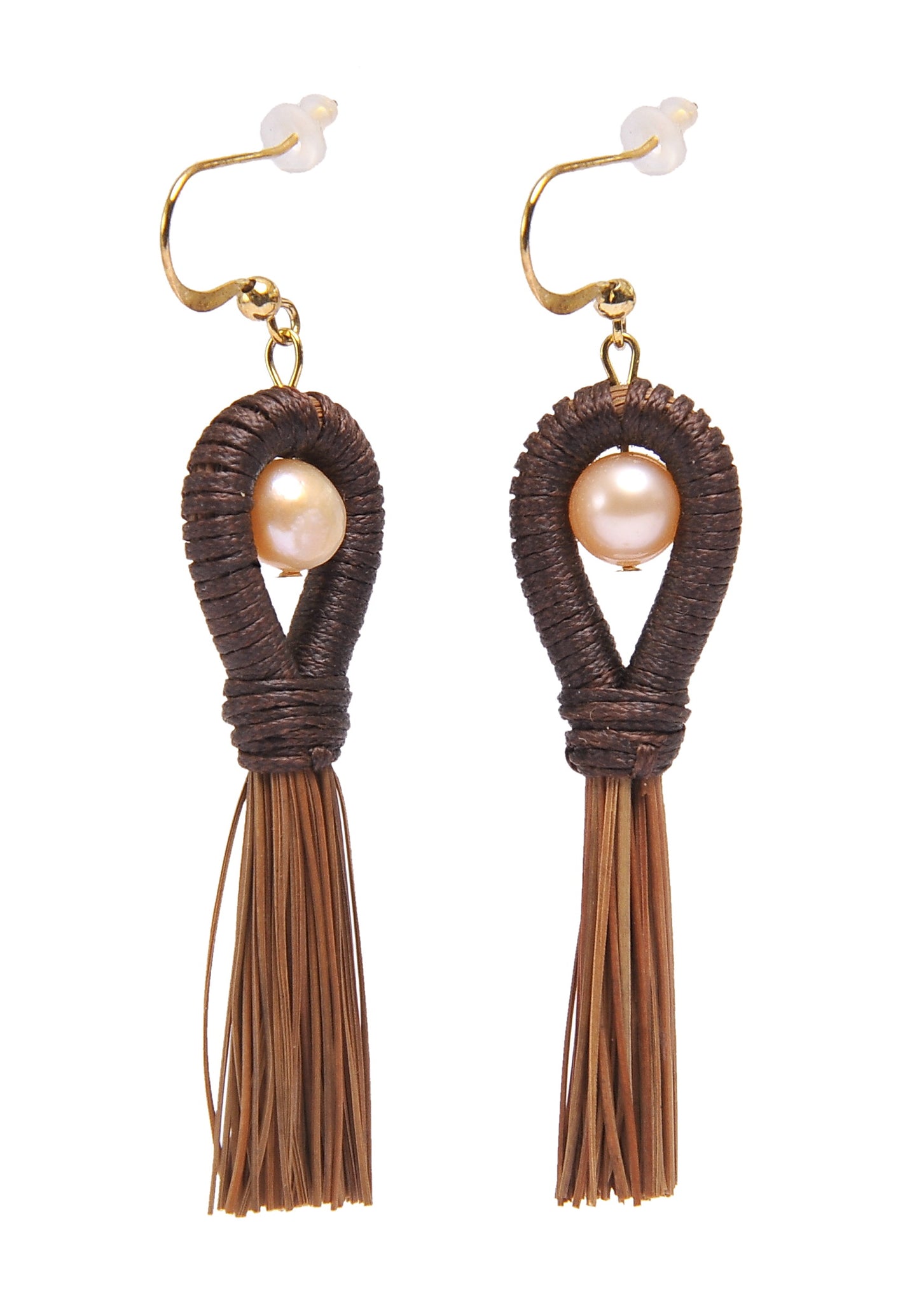 Pine Needle Tassle with Fresh water Pearls | Pine Needle Earrings