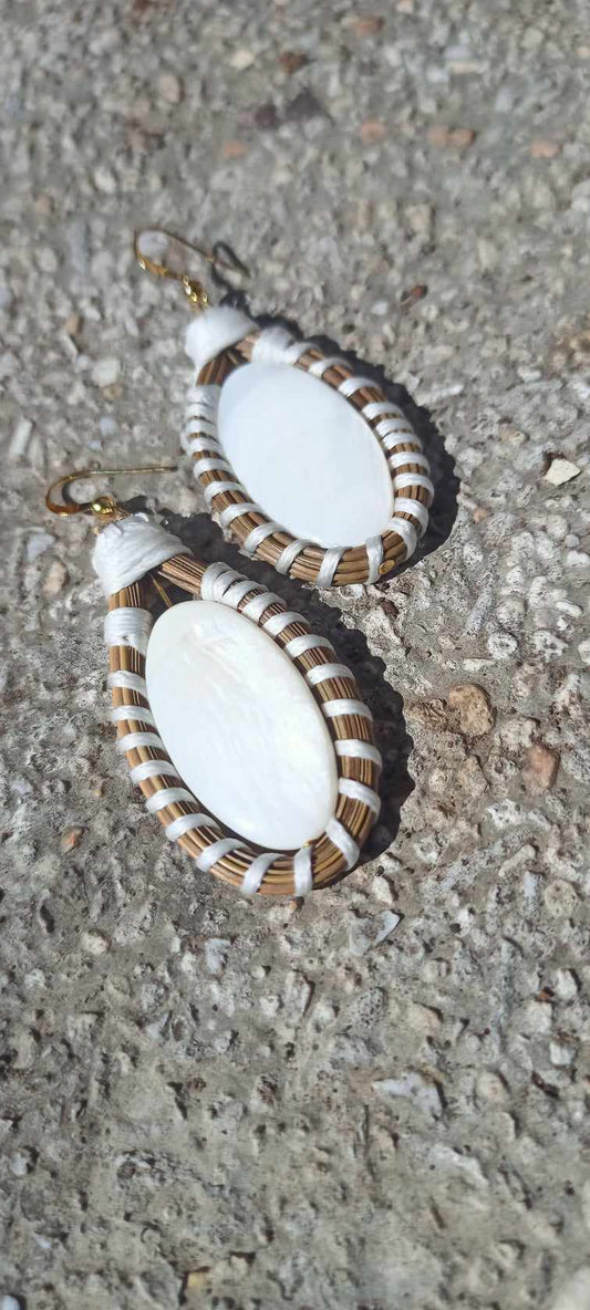 Pine Needle Earrings with Mother of Pearl